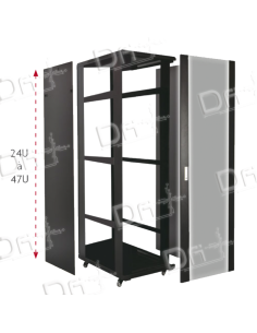 Baie Réseau 19" 24U 800x600 AV Vitrée - AR Pleine KIT- BR2486K - dfiplus